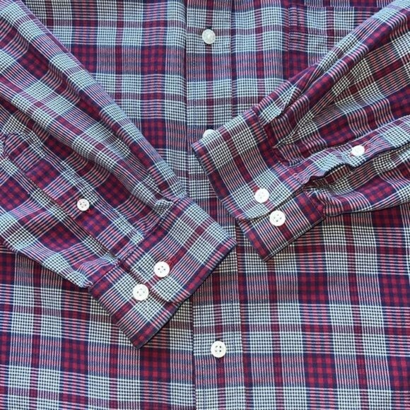 Cinch Mens Long Sleeve Plaid Button-Down Shirt Cotton Red/Blue Size Medium - Picture 9 of 10